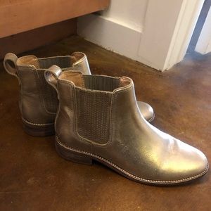 Gold metallic Madewell Chelsea boots